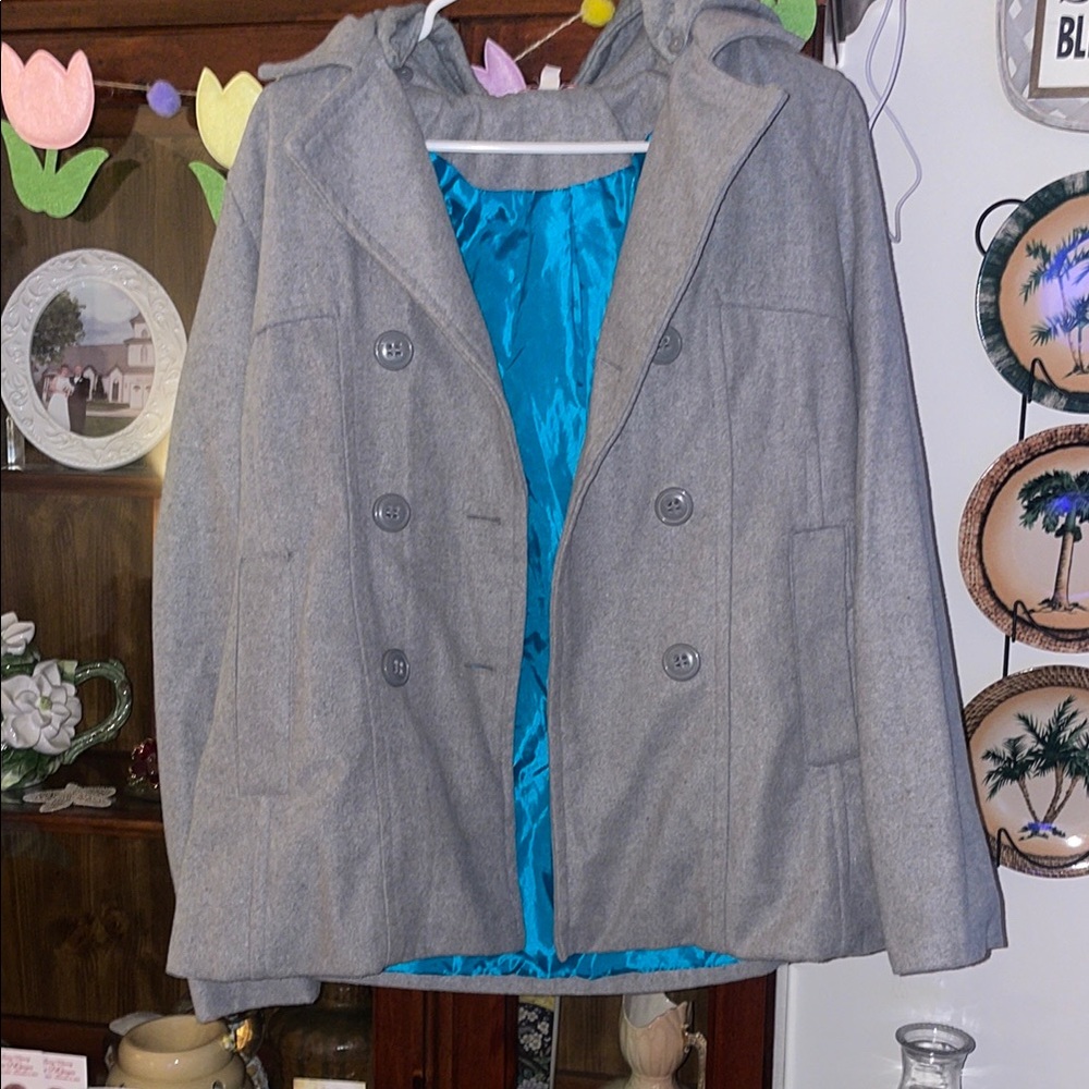 Gray Women's Jacket with Hood